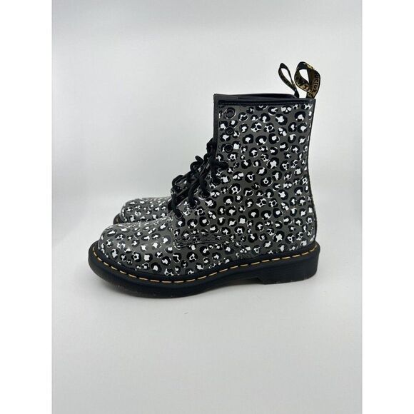 Dr. Martens 1460 Loud Leopard Gun Metal 27652 Women's Size 7 EU 38 Gray - Picture 3 of 5